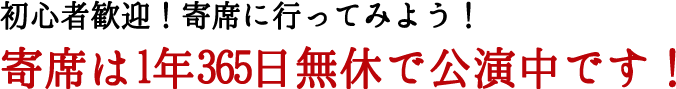 初心者歓迎！寄席に行ってみよう！寄席は1年365日無休で公演中です！